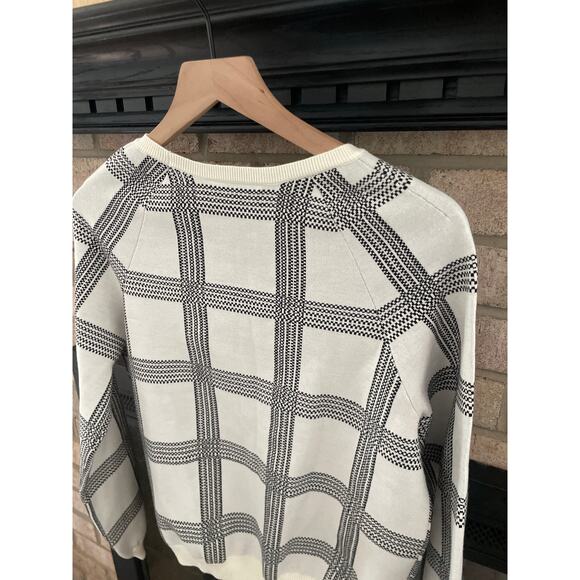 Anthropologie Bailey Houndstooth Crewneck Sweater Womens Small White Windowpane - Picture 10 of 10